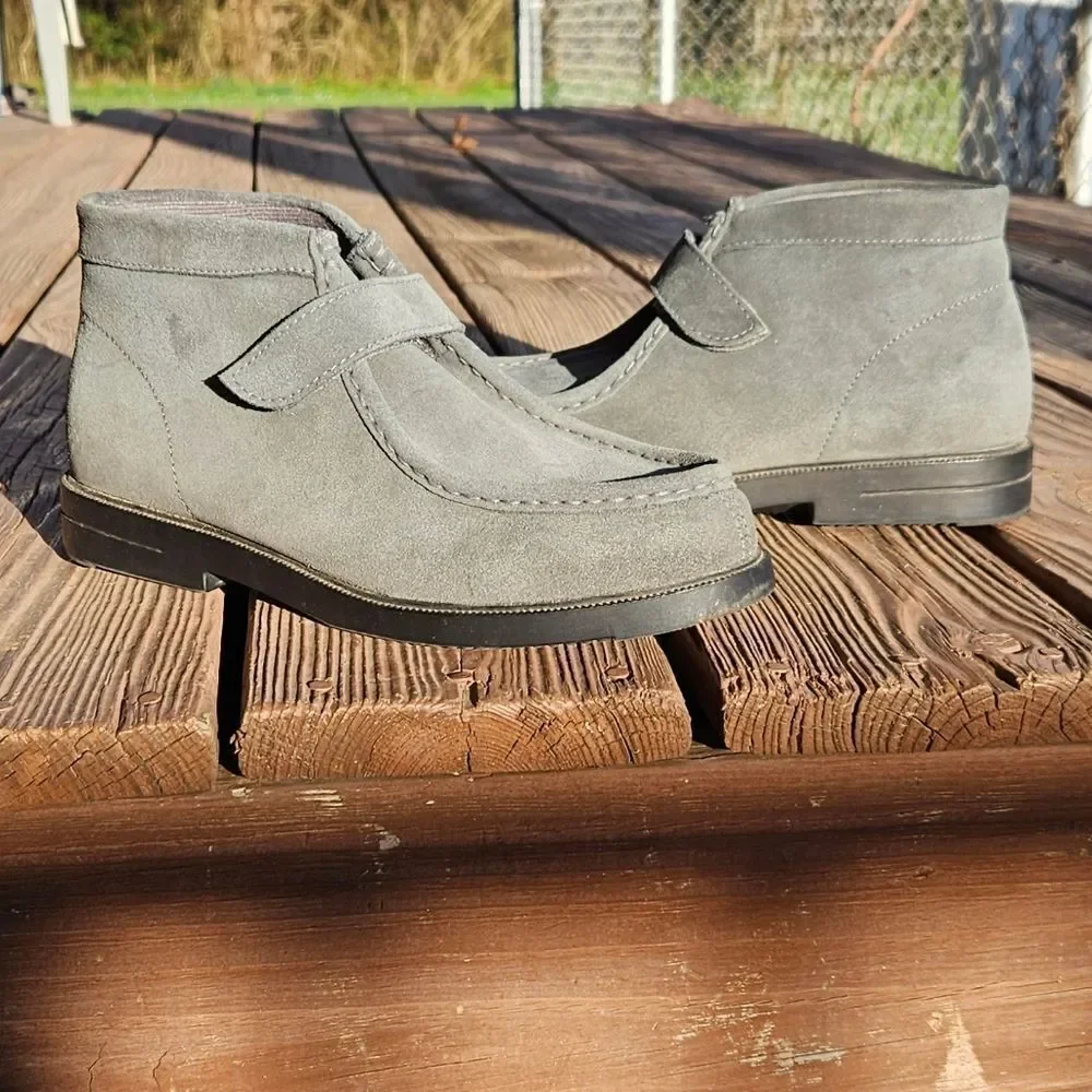 NWOT Haband Casual Joe Gray Suede Leather Moccasin Boots Size 8.5 - Picture 12 of 12